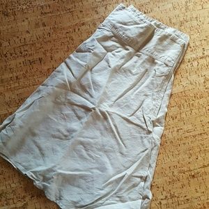 Tan Linen A-Line Skirt