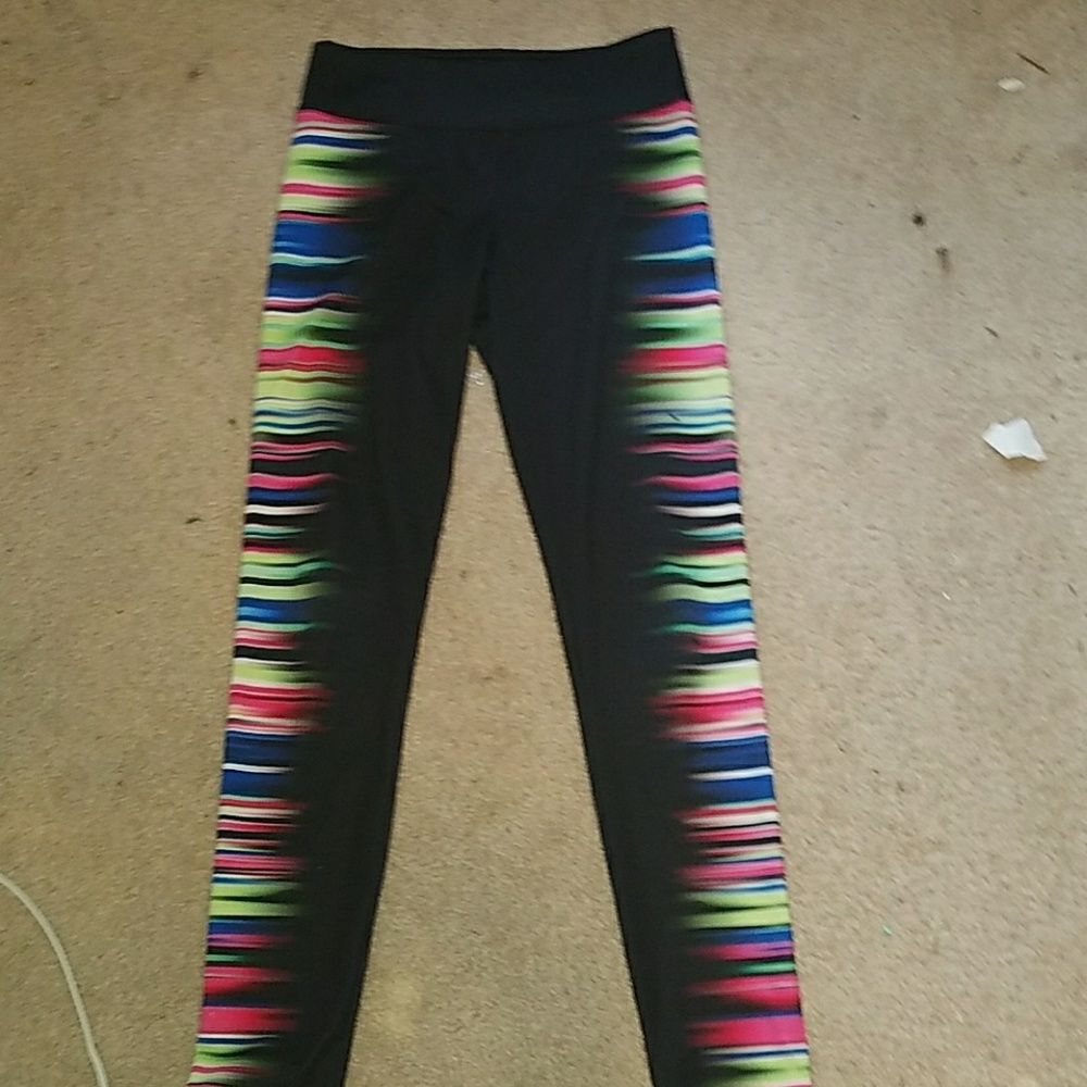 Black leggings multi colores on sides