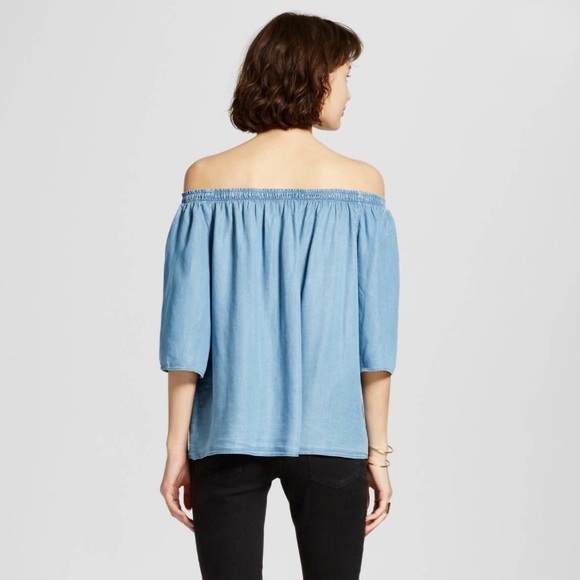 Chambray Off-Shoulder Top - Picture 2 of 2