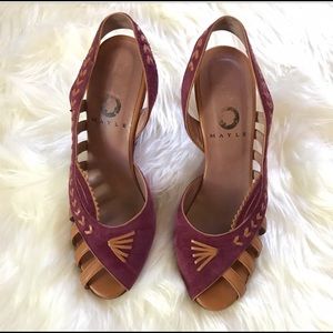 Mayle peep toe sling back wedges