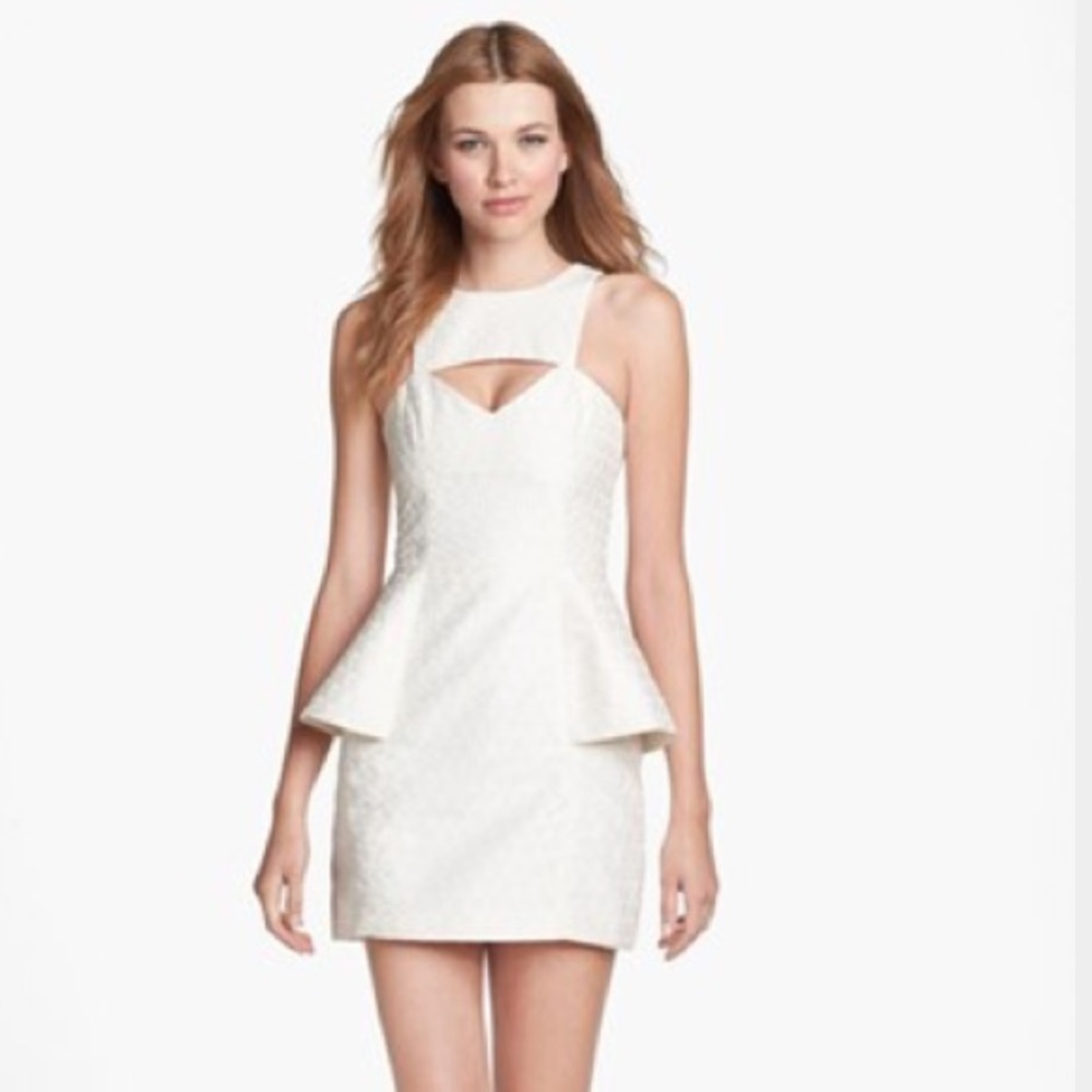 KEEPSAKE THE LABEL cream peplum dress small