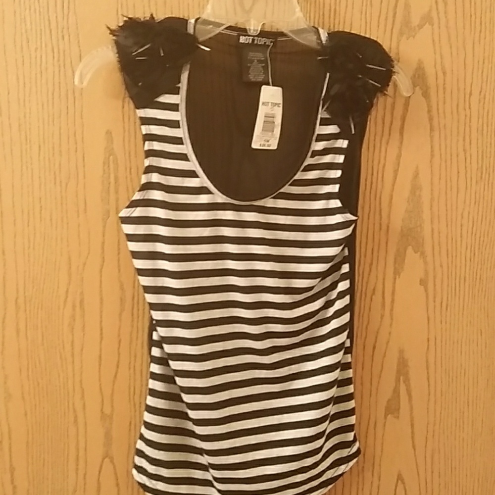 Hot Topic Goth Punk Spiked Sleeveless Striped Top