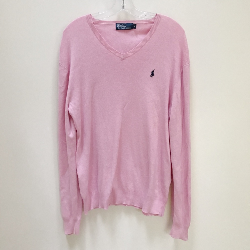 Men's Polo by Ralph Laurent Pink V Neck Sweater
