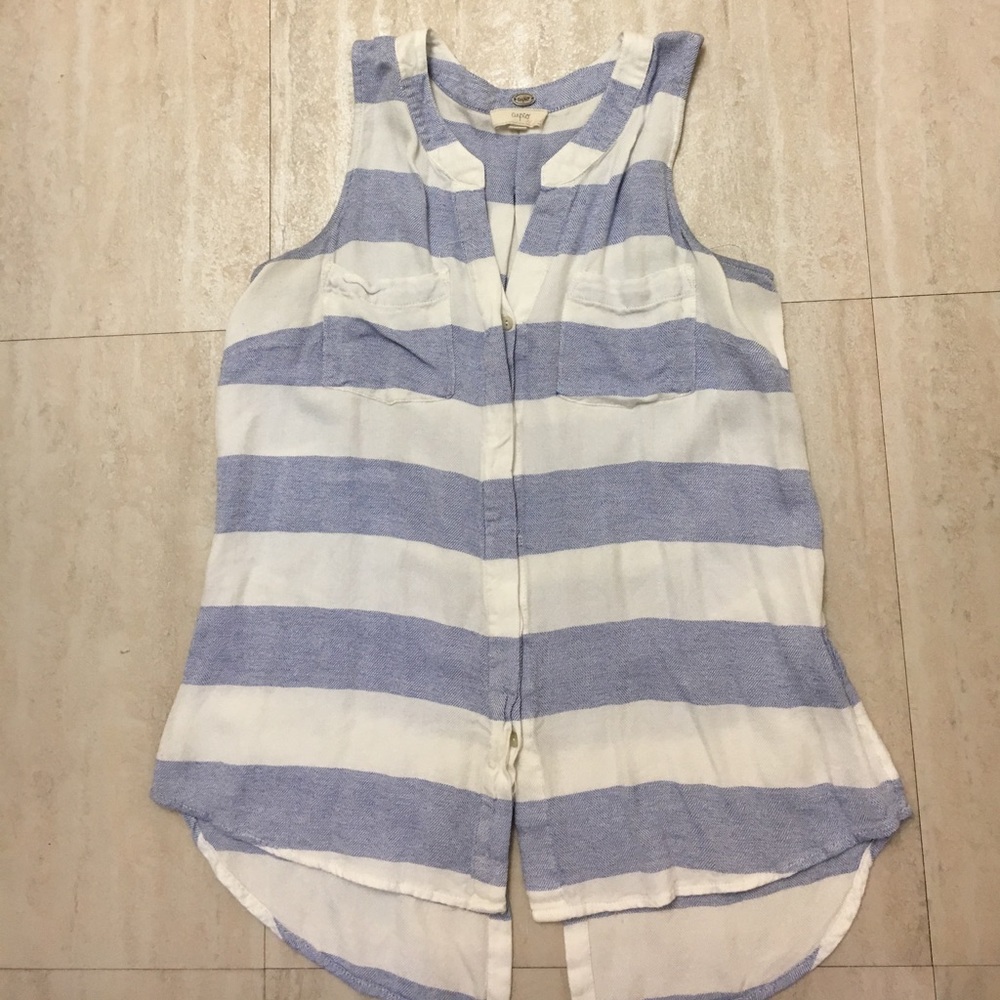 White and blue striped tank top