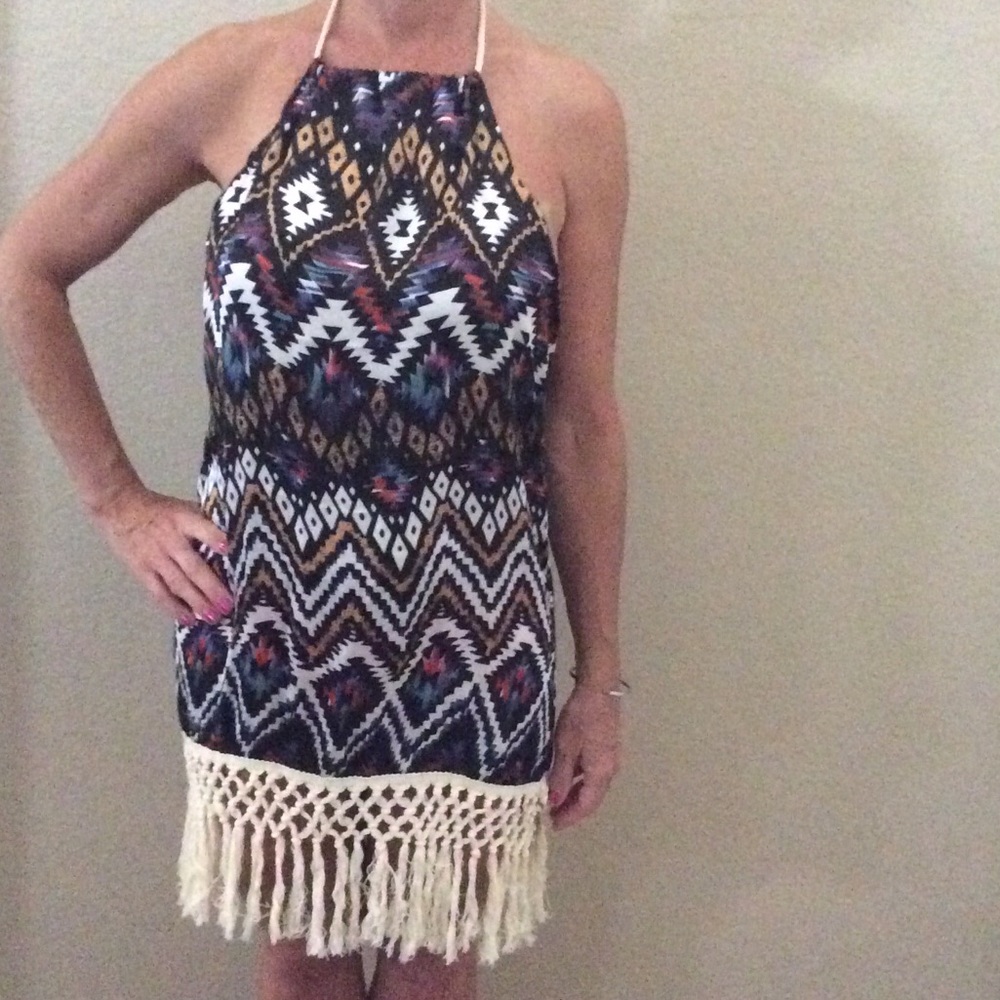 Multi Colored Frayed Dress