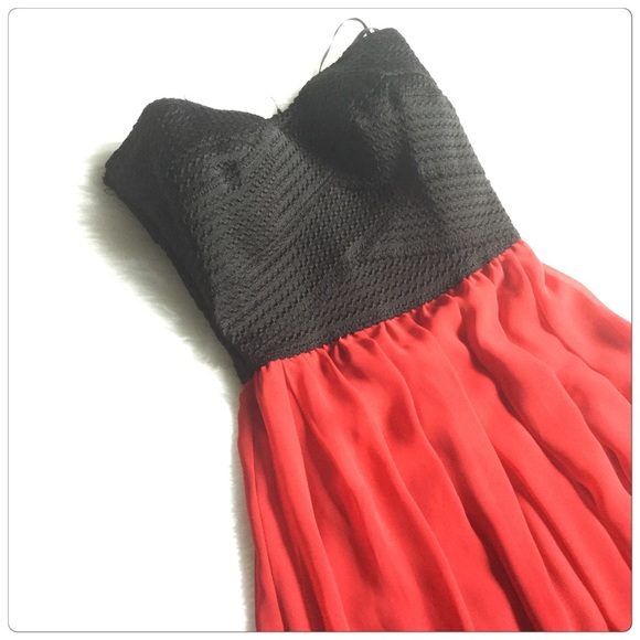 Striped Black and Red Mini Dress - Picture 2 of 4