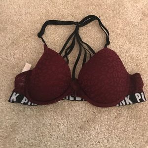 Push up Maroon leopard print bra by Pink