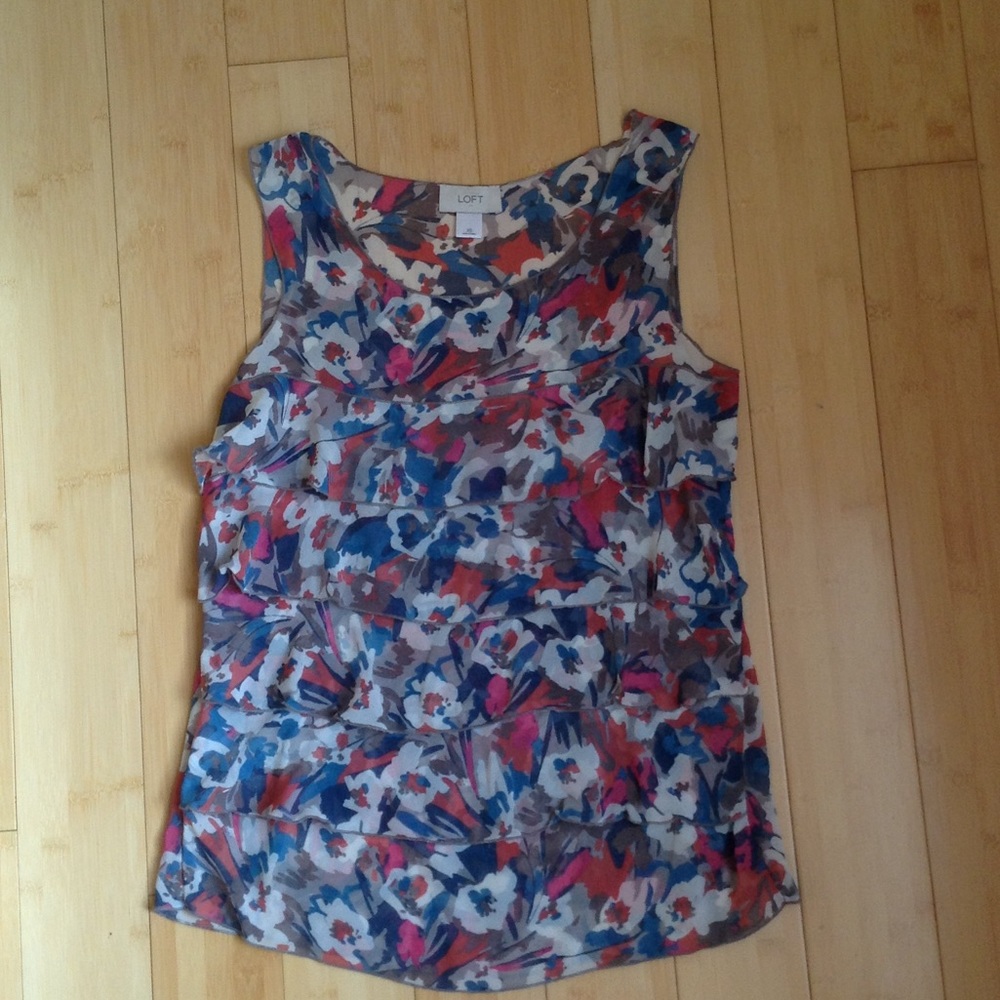 Loft xs floral frill shirt