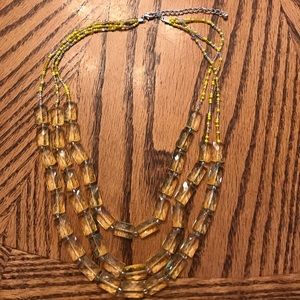 Yellow Beaded Layered Necklace