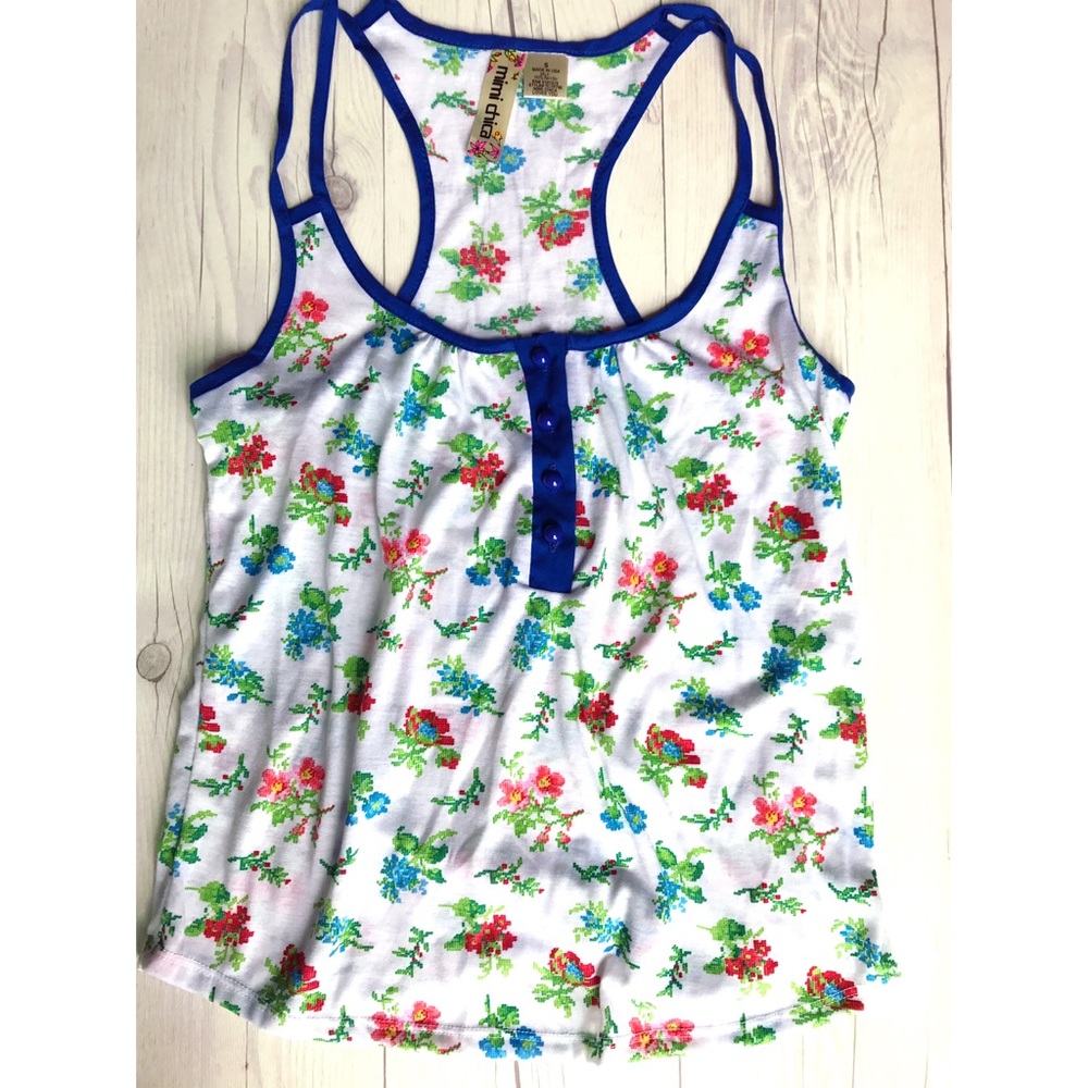 Mimi Chica Blue Floral Tank
