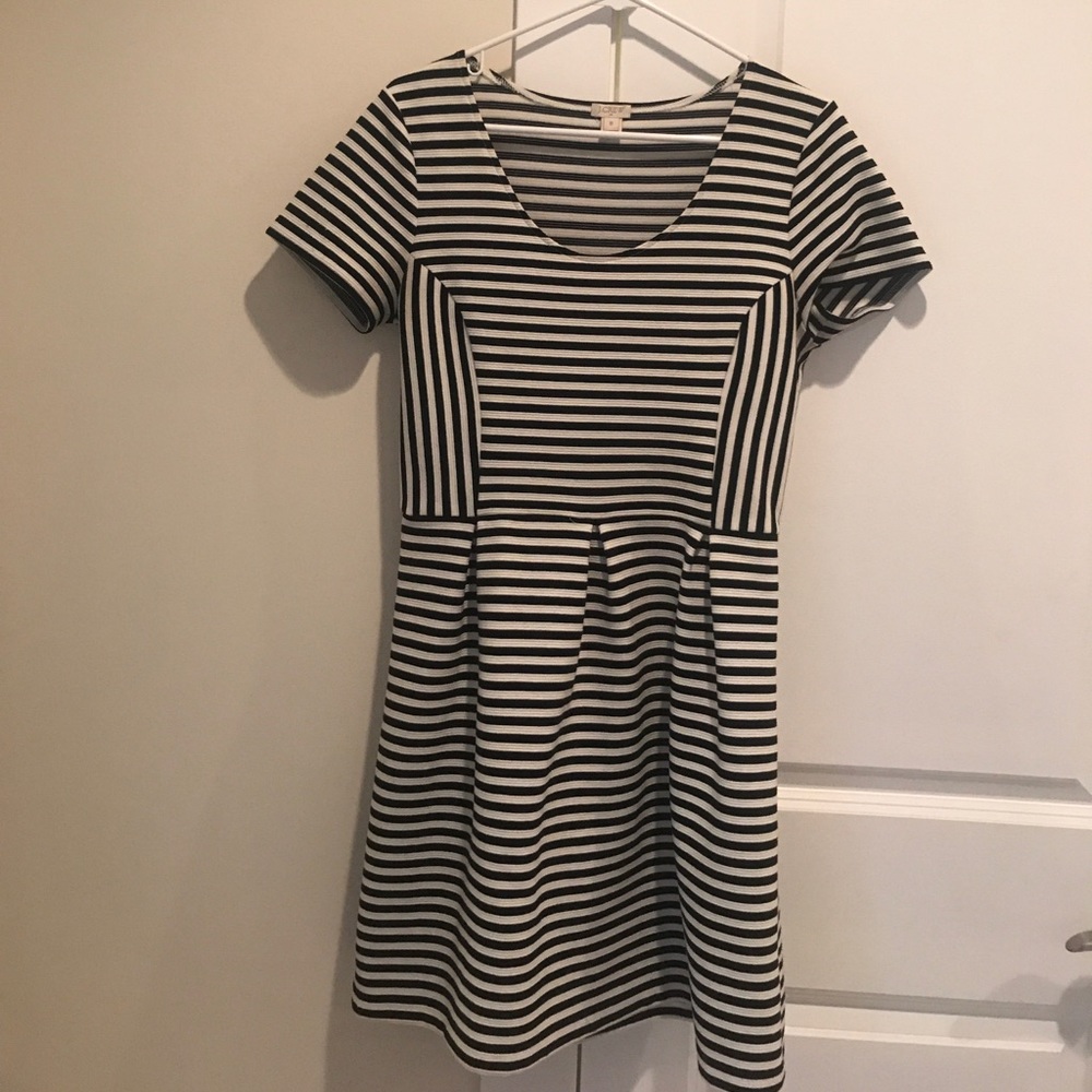 J Crew Black and White Striped Dress