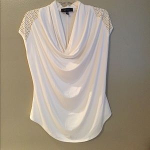 KAREN KANE Cream sleeveless Cowl neck shirt