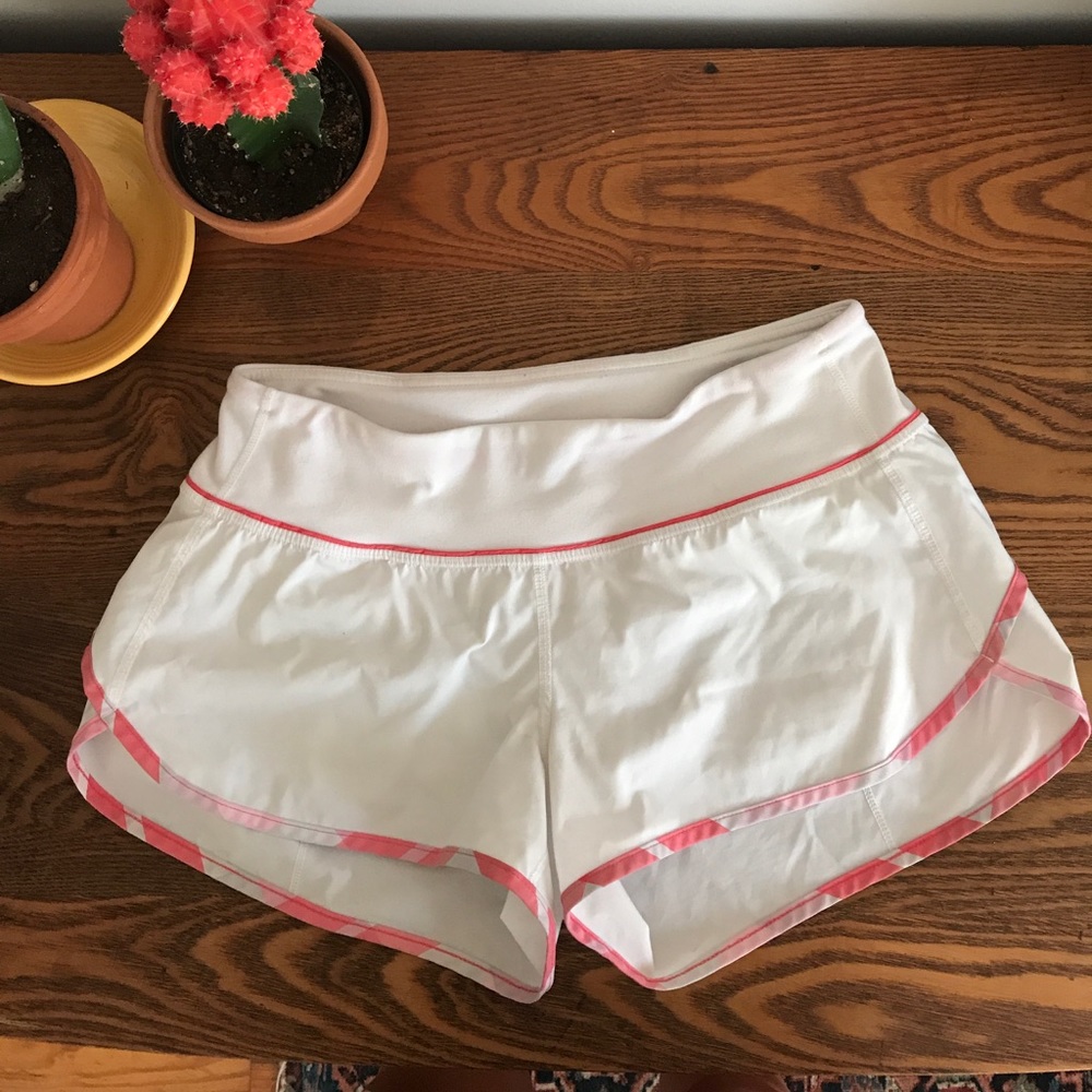 Rare white and pink lululemon speed shorts