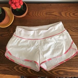 Rare white and pink lululemon speed shorts