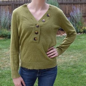 J. Crew Green Button Sweater