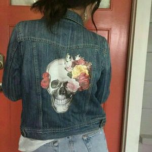 Custom skull jean jacket