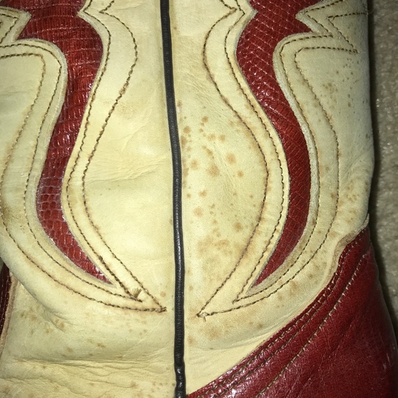 Frye Red & Cream Exotic Reptile Cowboy Boots