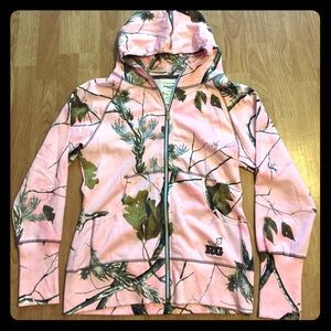Pink Camo Zip Up Sweater