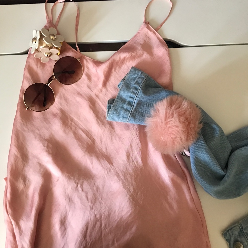 Nasty Gal Powder Pink Slip Dress