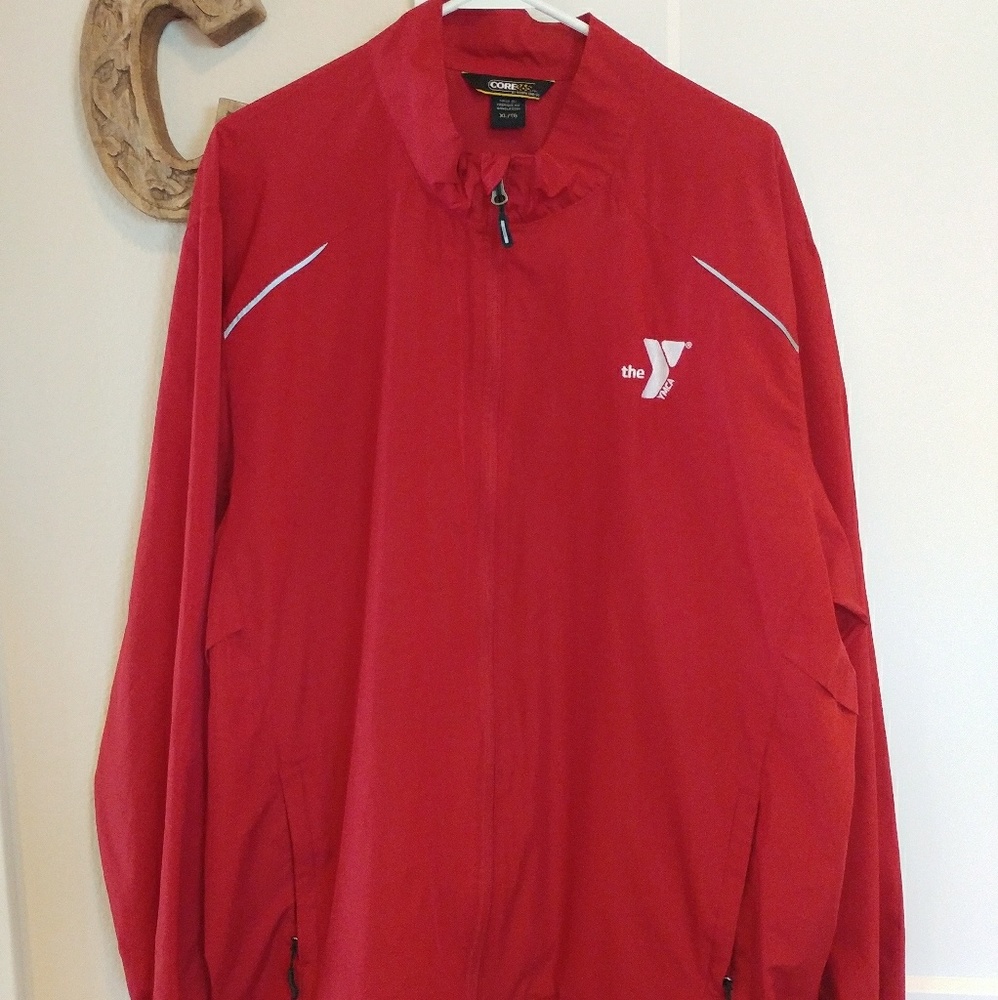 Beautiful unisex EUC YMCA windbreaker jacket.