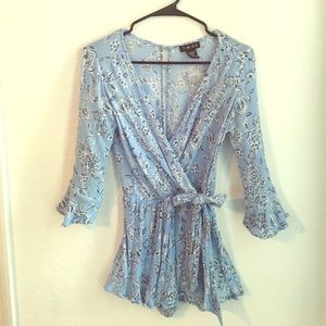 TIMING Floral Blue Romper S