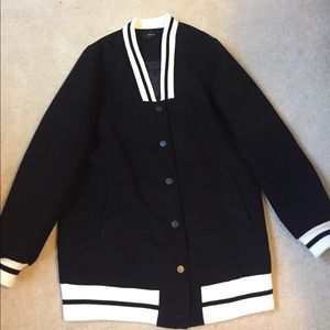 Longline Varsity Style Bomber Jacket