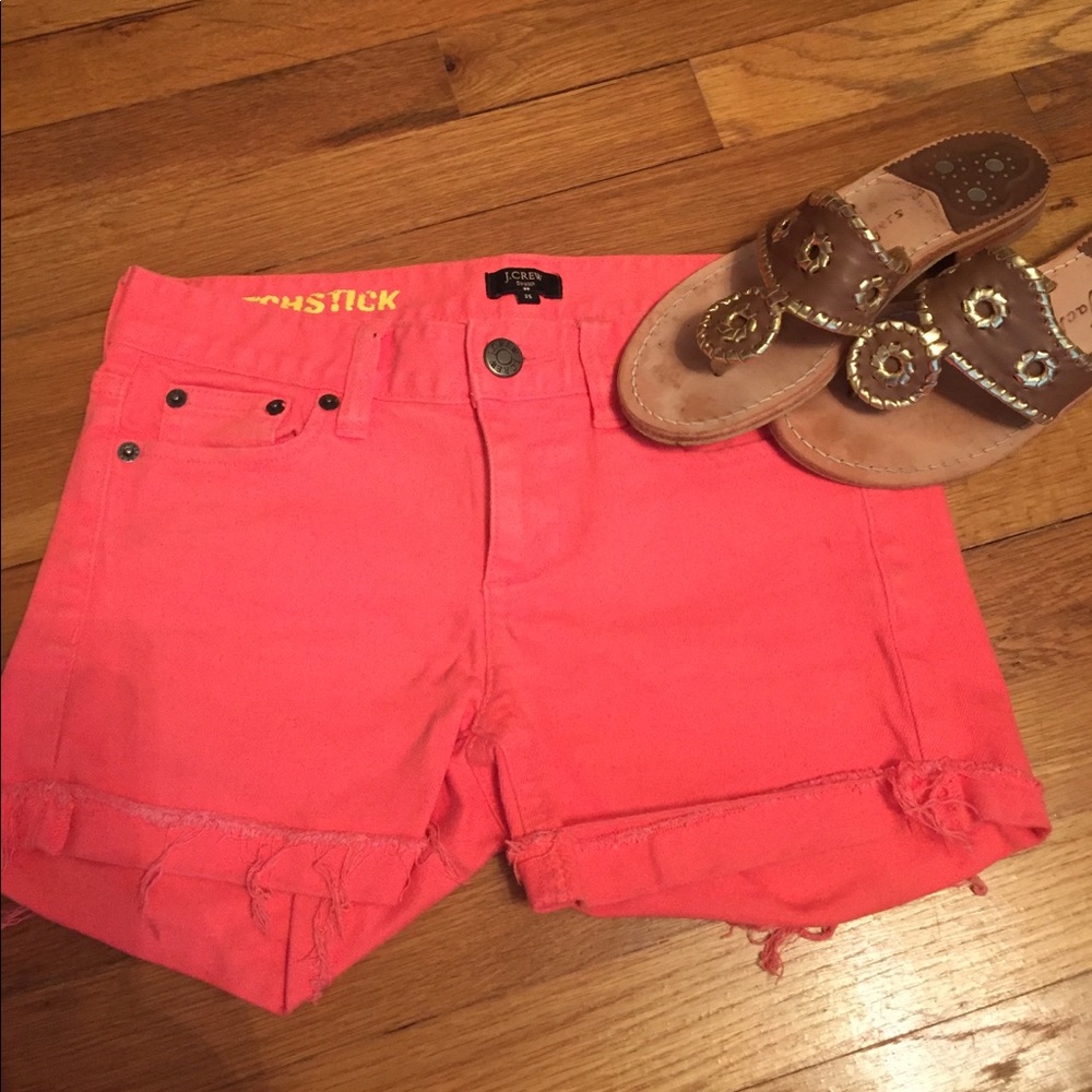 J Crew "matchstick" stretch coral denim shorts 25