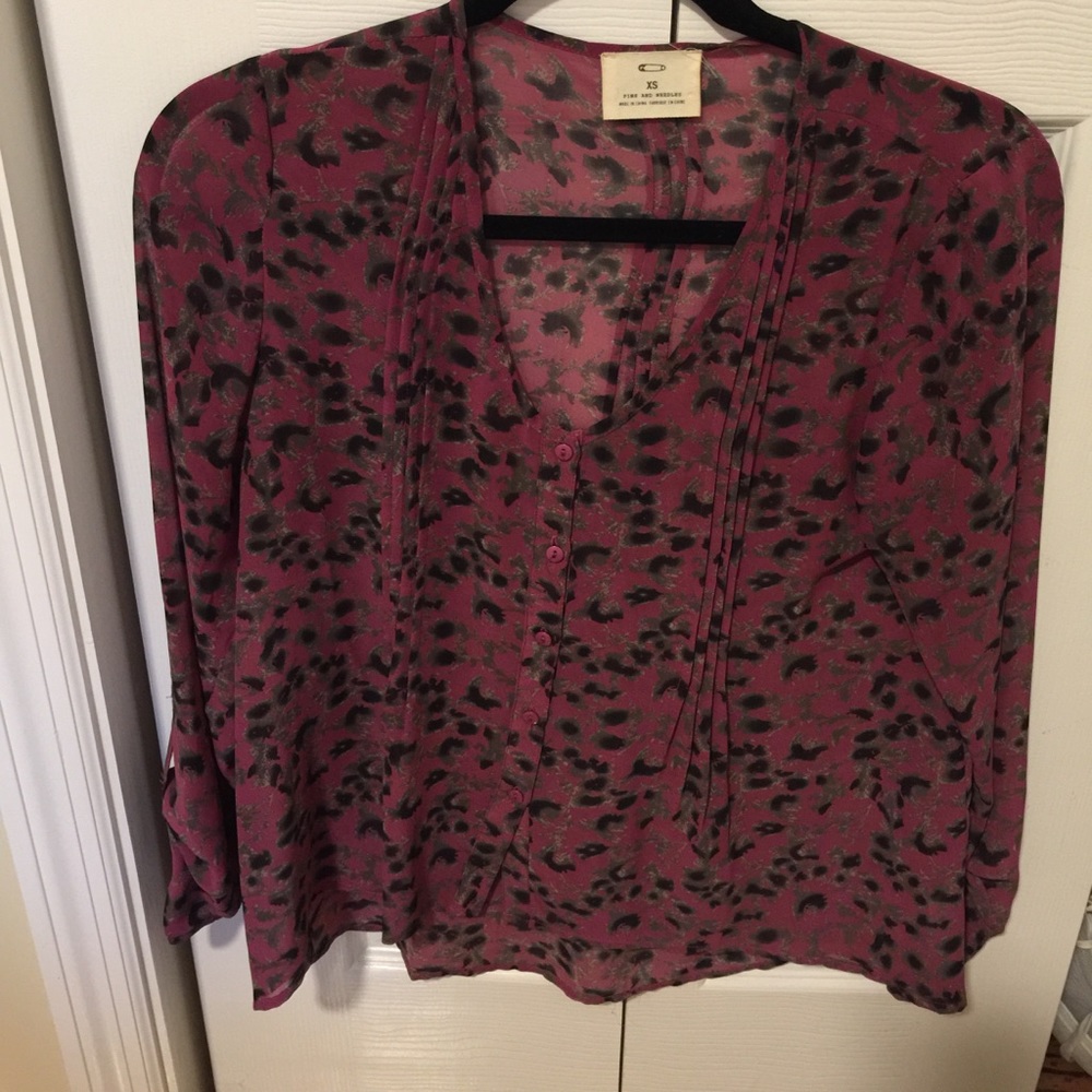 Fall floral print blouse