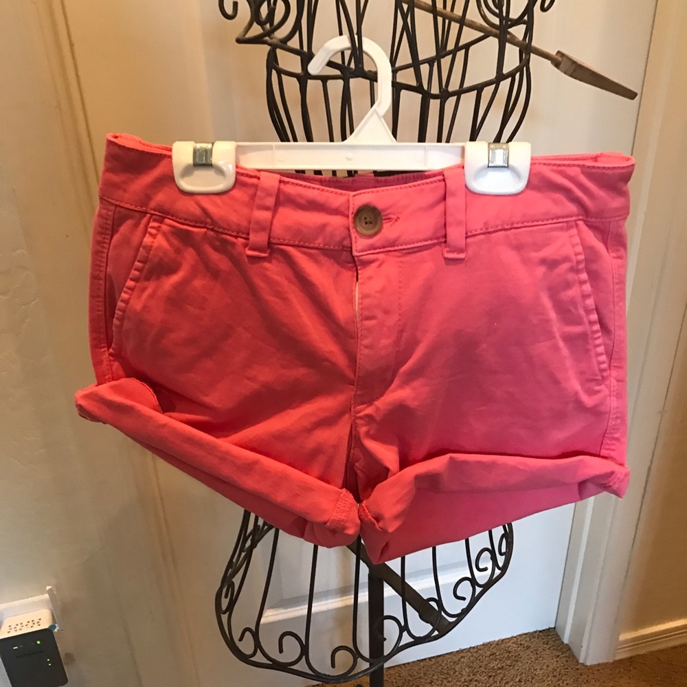 Coral American Eagle Super Stretch Shorts