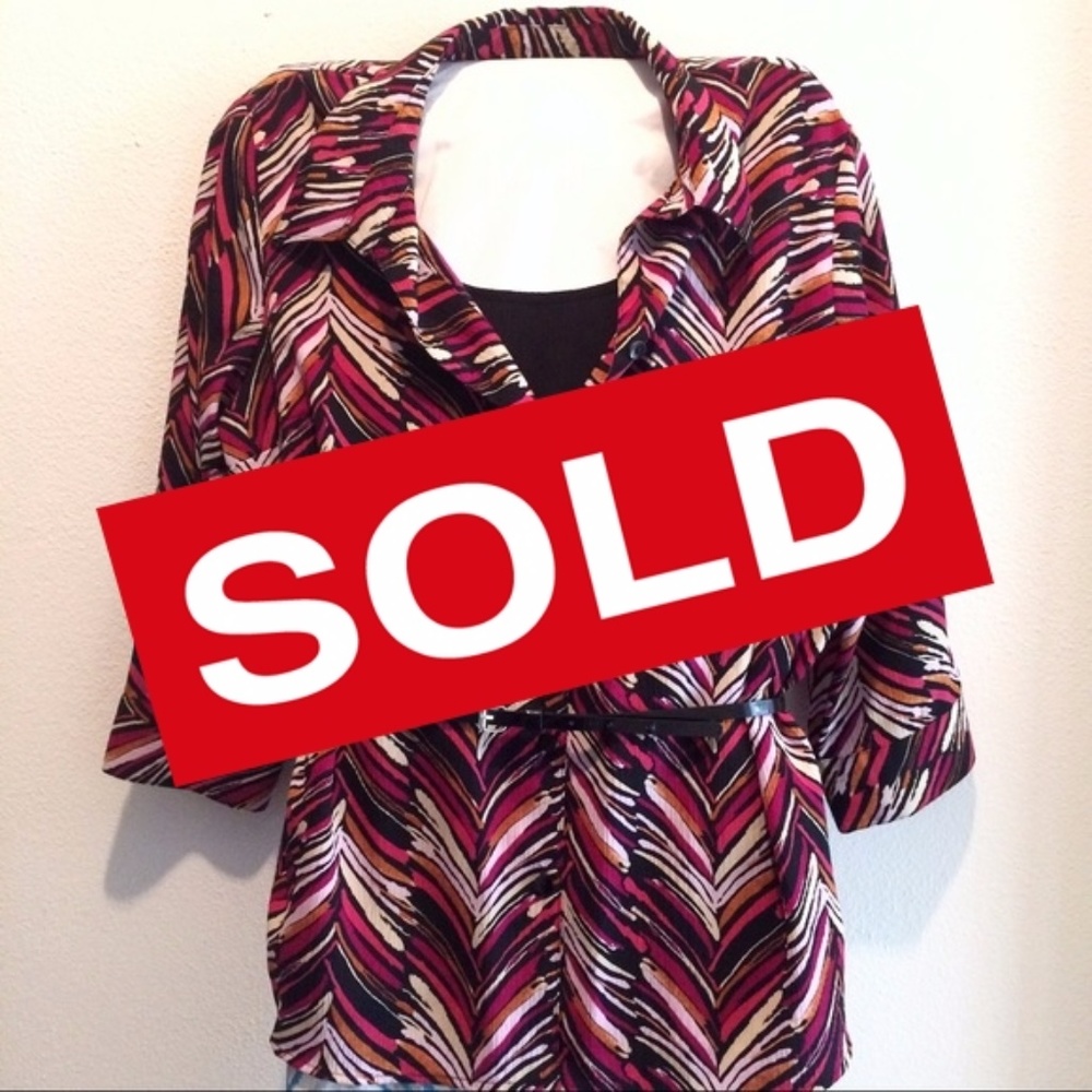 Herringbone Print Button Down Shirt Size 2X