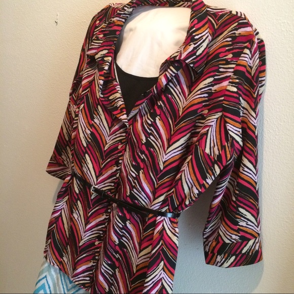 Herringbone Print Button Down Shirt Size 2X - Picture 4 of 4