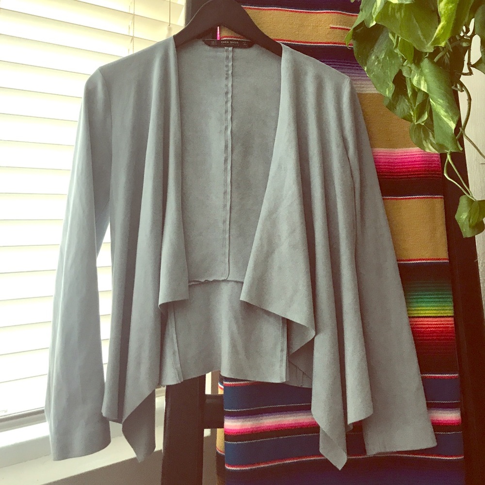 Zara light blue suede blazer