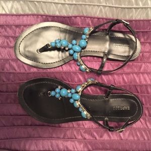 Express Turquoise Jeweled Sandals