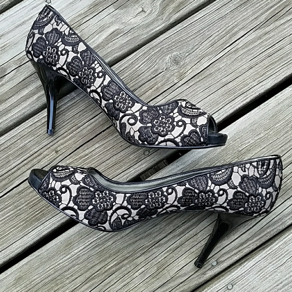 Guess Peep-toe Lace Heels