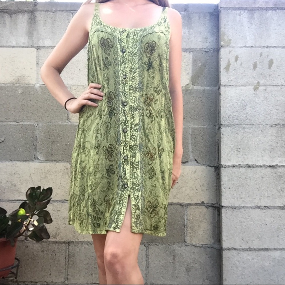 Green boho dress