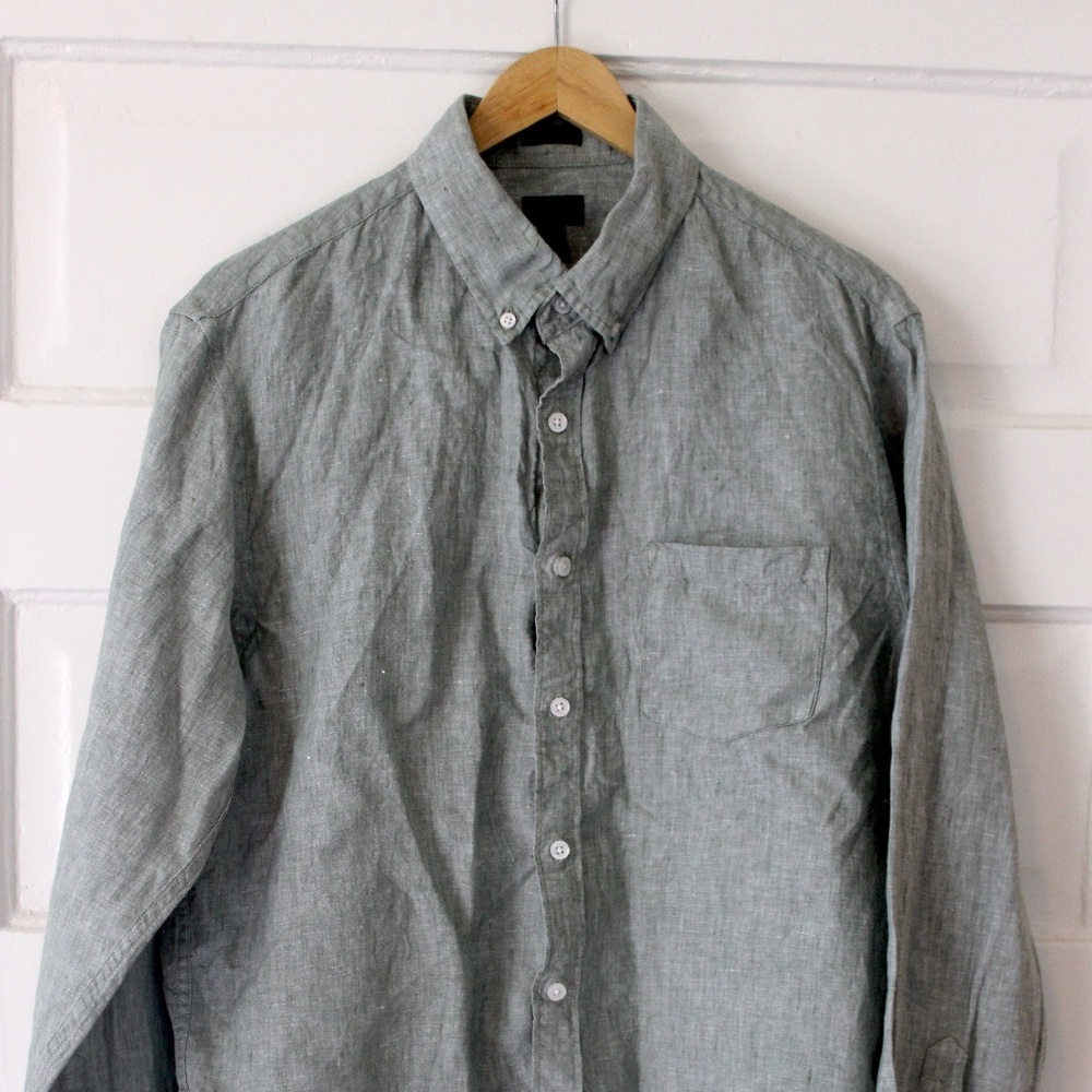 Slim JCrew Délavé Irish Linen Mens Shirt (Large)