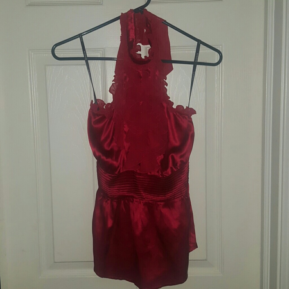 Bebe crimson halter blouse