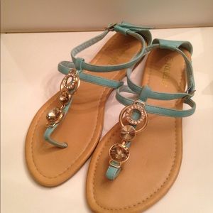 Turquoise gem sandals Size 7.5! Worn twice.