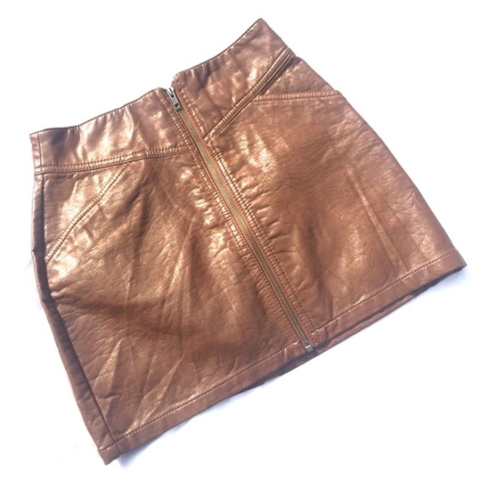 H&M brown leather mini skirt