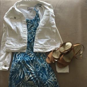 Teal Palm Print Maxi Dress