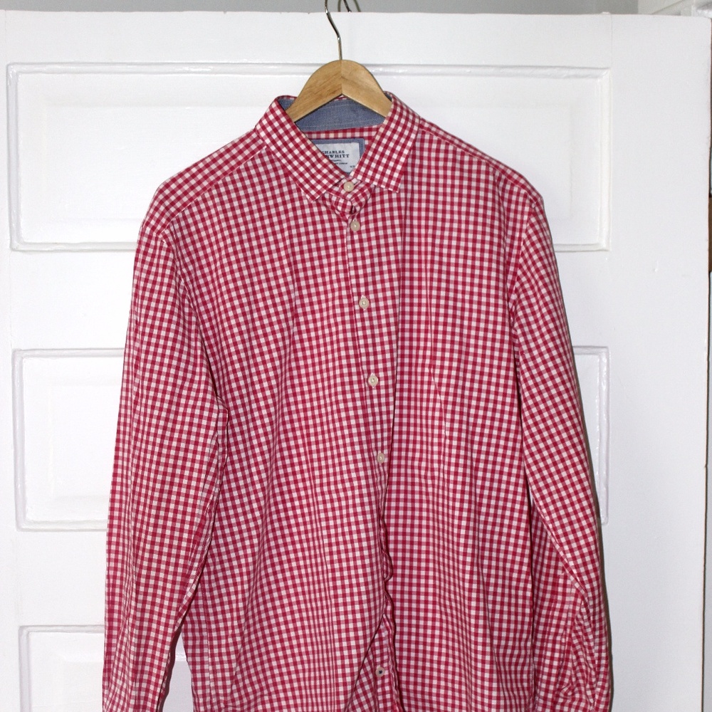 Charles Tyrwhitt Coral Gingham Extra Slim Fit