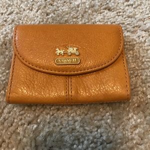 Coach mustard yellow leather card case