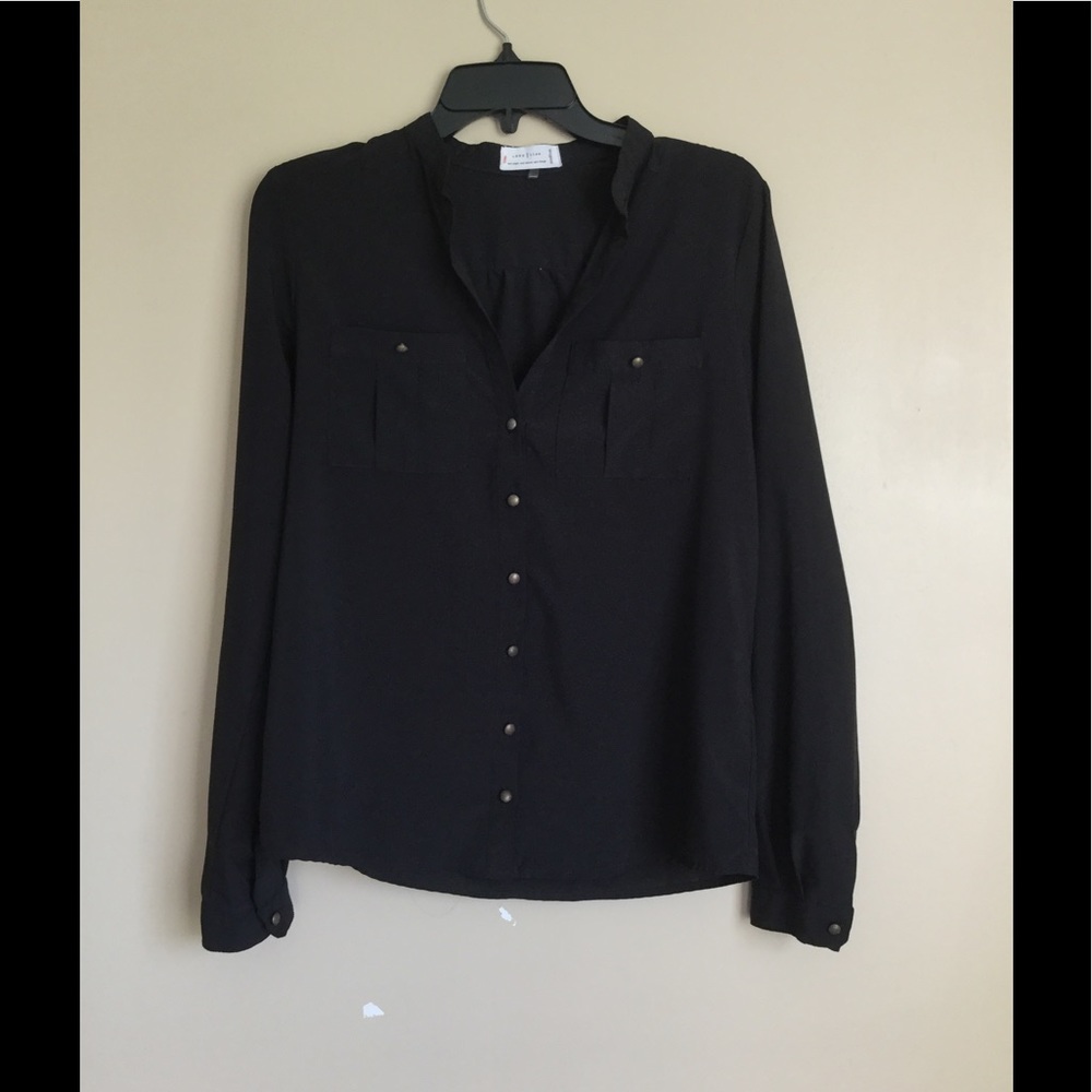 Button up Black Silky Top