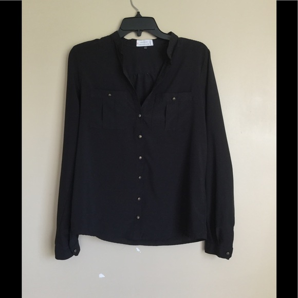 Button up Black Silky Top - Picture 1 of 2