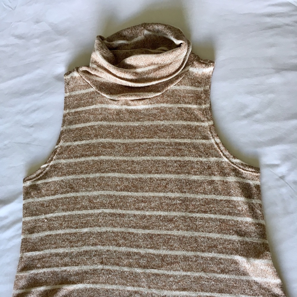 Striped Sleeveless Turtleneck