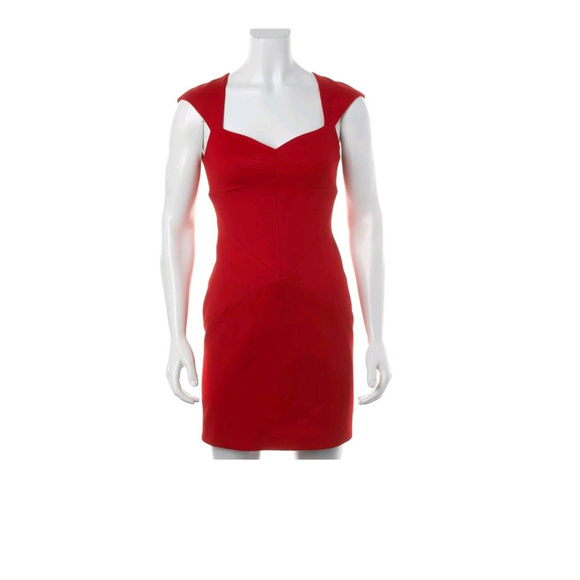 ZAC POSEN Red Sweetheart Neckline Stretch Body-con Dress S 2 - Picture 5 of 8