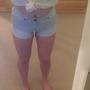 Light wash high waisted jean shorts