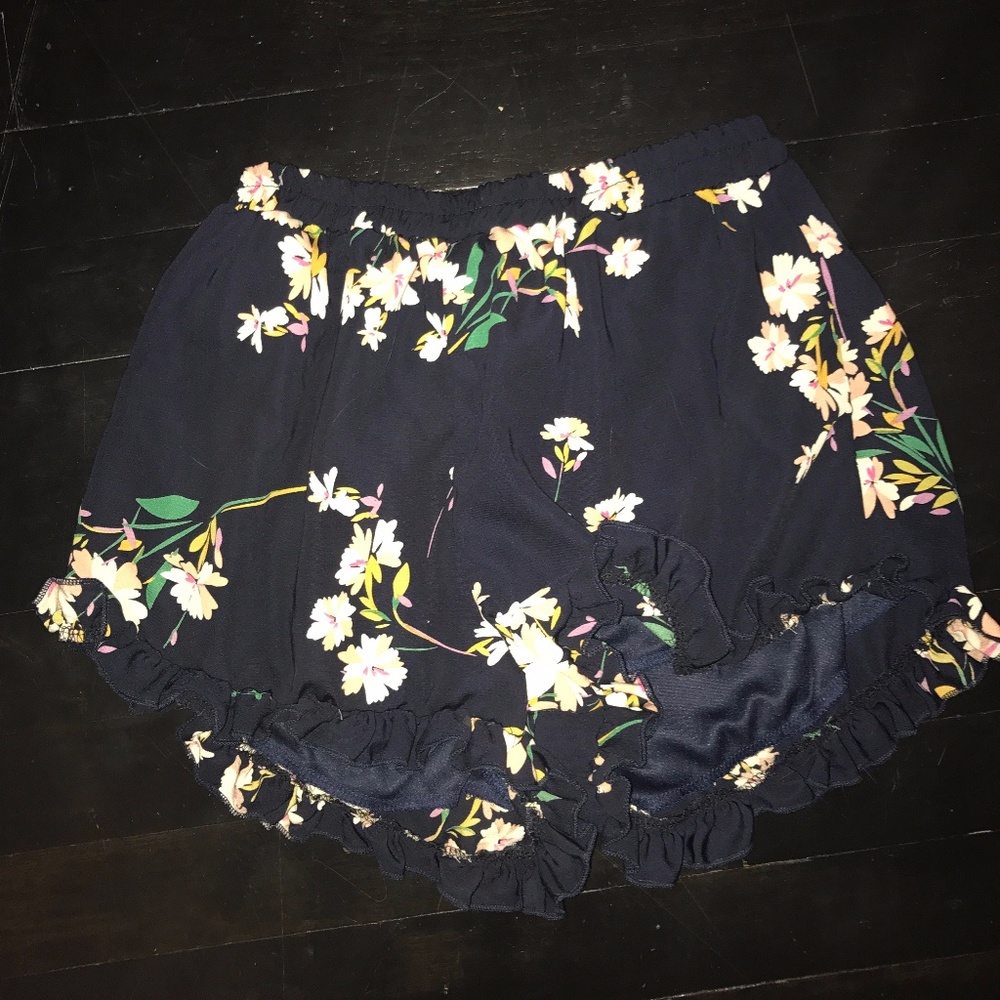 Navy Dress Shorts with Multicolored Flowers