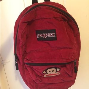 Red Corduroy Jansport Backpack