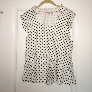 Anthropologie Postmark Fluttered Dot Peplum Top